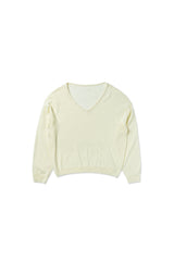 Button v-neck knit_ivory