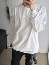 ASCLO レイヤードヘンリーネックTシャツ (3color)