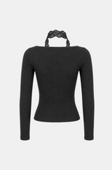 Sorin Lace Choker Knit Top