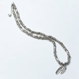 feather & antique silver beads necklace