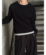 [Unisex] Crop layered round knit(3color)