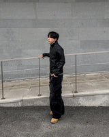 Kale Panel High-Neck Leather Jacket