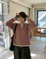 Malden Hairy Stripe Button Knit