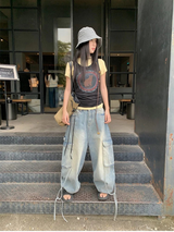 ストリート オーバーヘビーポケット ワイドデニムパンツ