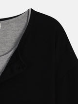 Moro Dual Layered Henley Neck Long Sleeve 4C