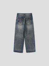 Double back pocket embossed denim pants