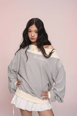 eat me plz* ボタンダウンショルダーレングスウォームロングスリーブフーディフォアオータムアンドウィンター