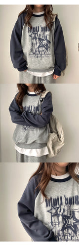 Heart lettering raglan sweatshirt