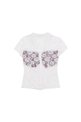 レースシャーリングシャツ #WHITE&RED