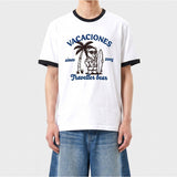 Essential Standard Short-Sleeve Ringer T-Shirt Travel Bear White
