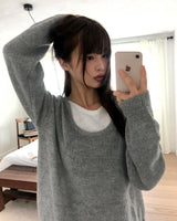 Mishu Color-Block Layered Loose-Fit Long Sleeve Knit