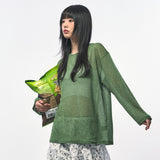 シースルー長袖Tシャツ GREEN