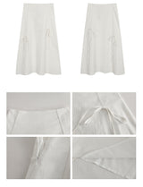 Work White Ribbon Long Skirt