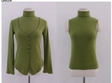 ANGORA HIGH NECK SLEEVELESS TOP CARDIGAN SET (5COLORS!)