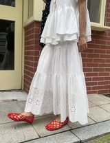 Bonomi Vintage Punching Tiered Banding Long Skirt