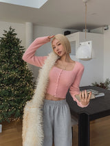 Jerry Square Angora Crop Cardigan