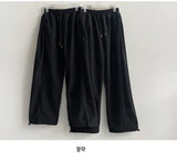 Rutte Corduroy Side Pin Tuck Slit Banding Wide Pants