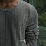 [HFORUS MADE]Forus ニットプリーツUネックロングスリーブス イン メランジ
