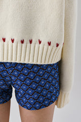 Heart Needle V-neck Knit [Ivory]