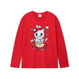 コンフューズドキャットTシャツ- レッド