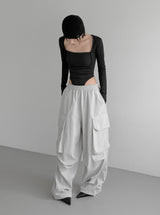 (Unisex) Lukin Big Pocket Cargo Wide Pants