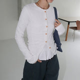 Moken Bubble Wood Button Long Sleeve Cardigan