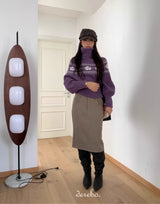 Moai Beige Midi Skirt