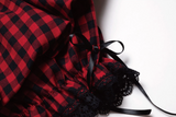 チェックバルーンスカートパンツ - Red