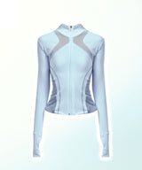 Illusion Line Mesh Cutting Slim Zip-up
