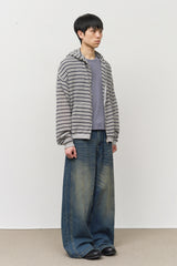 Stone Striped Zip Hoodie