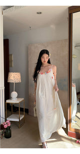 Mobile flower sleeveless long dress