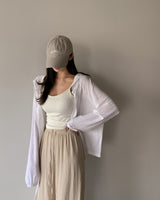 Fillet linen hooded cardigan
