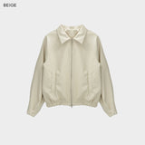 Raglan 2way zip-up leather Jacket