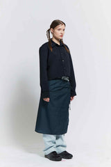 Raw edge shirt (Navy)