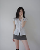 [MADE] Liz Cotton Stripe Short-Sleeve Shirt