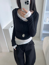 スリップレイヤードドレープロングスリーブT