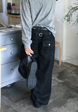 PAバックル アジャスター ワイド デニム パンツ