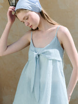 SHIRRING RIBBON SLEEVELESS BLUE