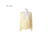Hyujin Button See-Through Knit Cardigan