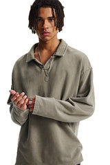 Distressed Washed Polo Sweater