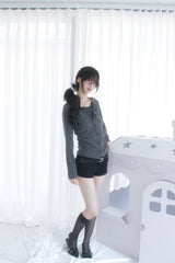 シャーリングレイヤード長袖Tシャツ