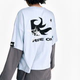 Flame Star Layered Long Sleeve T Pigment Light Blue