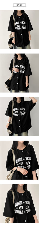 Ganm Boxy fit 半袖ボタンカーディガン