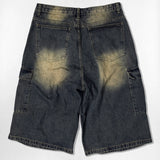 Usual Washing Bermuda Cargo Denim Pants - 5COLOR