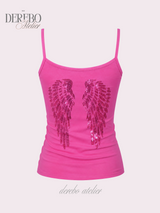 Hot pink wing sleeveless top