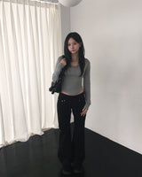 バンディングコットンブーツカットパンツ