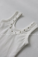 U-neck Punching Eyelet Ribbed Sleeveless