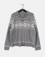 Rompo Snowflake Nordic Two-Way Collar Knit Zip-Up