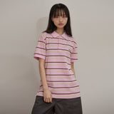 Stripe Logo Pique Half T-shirt
