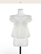 [ md pick / angel🤍 ] pon baby shimmer off shirring bl